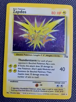 POKEMON ZAPDOS HOLO RARE FOSSIL SET 15/62 CCG TCG LIGHTLY PLAYED BP - Image 1
