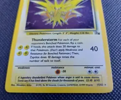 POKEMON ZAPDOS HOLO RARE FOSSIL SET 15/62 CCG TCG LIGHTLY PLAYED BP - Image 2