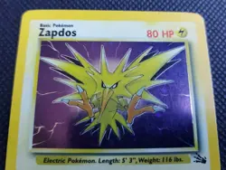 POKEMON ZAPDOS HOLO RARE FOSSIL SET 15/62 CCG TCG LIGHTLY PLAYED BP - Image 4
