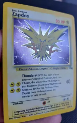 POKEMON ZAPDOS HOLO RARE FOSSIL SET 15/62 CCG TCG LIGHTLY PLAYED BP - Image 5