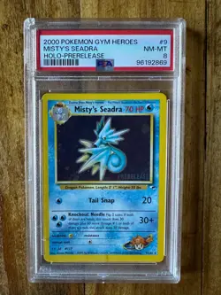 POKEMON TCG - GYM HEROES PRERELEASE - MISTY'S SEADRA 9/132 - PSA 8 - Image 1