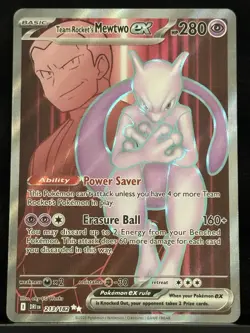 Pokemon TCG Destined Rivals Team Rockets Mewtwo EX Ultra Rare Card 213/182 - Image 2