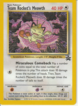 Team Rocket's Meowth Pokemon CCG Black Star Promo Card #18 WOTC Mint - Image 1