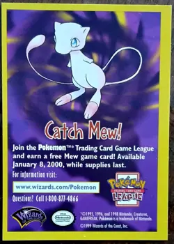 RARE 1999 Nintendo Pokemo Catch Mew! One promo card - Image 1
