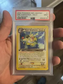 Pokemon Neo Destiny 1st Edition Dark Ampharos Holo Card Psa 9 - Image 1