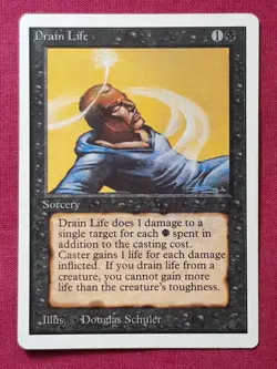 Magic The Gathering UNLIMITED DRAIN LIFE black card MTG - Image 1