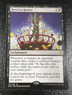 MTG Rare Revel in Riches Ixalan Regular Black Enchantment LP English - Image 1