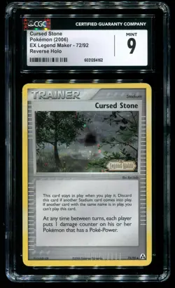 CGC 9 Cursed Stone Reverse Holo EX Legend Maker 2006 Pokemon Card #72 - Image 1