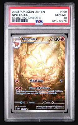 2023 Pokemon Obsidian Flames Ninetales #199/197 Illustration Rare PSA 10 GEM MT - Image 1