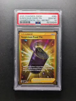 PSA 10 - 2020 Pokemon SUSPICIOUS FOOD TIN - Full Art- 080/073 - Champion's Path - Image 1