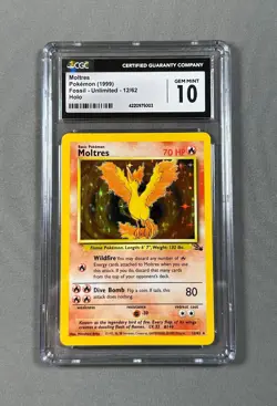 1999 Pokemon Moltres Holo GEM MINT CGC 10 - Fossil 12/62 - Image 1