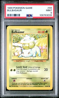 1999 POKEMON BASE SET UNLIMITED #44 BULBASAUR PSA 9 - Image 1