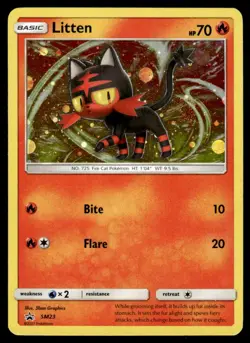 2017 Pokemon Sun & Moon - Black Star Promos Litten - #SM23 Light Play Holo - Image 1