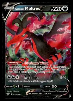 2021 Sword & Shield - Chilling Reign Galarian Moltres V #97 Light Play Holo - Image 1