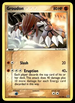 2005 Pokemon EX - Emerald Groudon #14 Heavy Play - Image 1