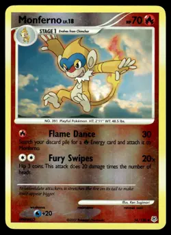 2007 Pokemon Diamond & Pearl Monferno #56 Light Play Holo - Image 1