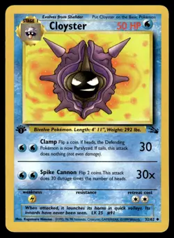 1999 Pokemon Classic - Fossil Cloyster #32 Light Play - Image 1