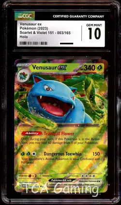 CGC 10 GEM MINT Venusaur Ex 003/165 HOLO RARE 151 Pokemon Card - Image 1