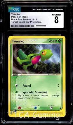 CGC 8 NM-MINT Treecko 016 TARGET Snack Bar Black Star PROMO Pokemon Card - Image 1