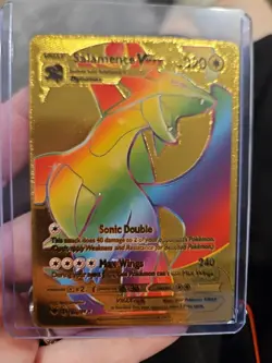Salamance Vmax Rainbow Gold Foil Fan Art Vinyl Collector Pokemon Card 194/189 - Image 1