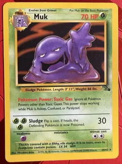 Pokemon TCG Muk Fossil Card 28/62 Unlimited Rare Non-Holo - Image 1