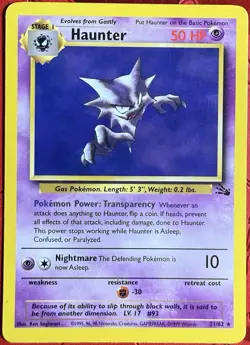 Pokemon TCG Haunter Fossil Set Unlimited Rare Non-Holo Card 21/62 - Image 1