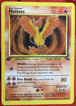 Pokemon TCG Moltres Fossil Card 27/62 1st Edition Rare Unlimited Non Holo LP - Image 1