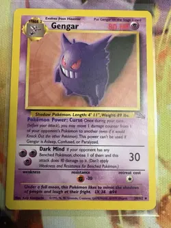 🔥 Gengar 20/62 🔥 Original Non Holo Rare Fossil Set Pokemon Card WOTC TCG 1999 - Image 1