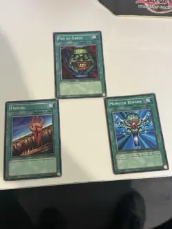 Yu-Gi-Oh! Pot of Greed + Fissure + Monster Reborn 3-Card Spell Bundle - Image 1