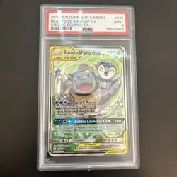 PSA 9 Blastoise & Piplup GX 215/236 Tag Team Alt Art Cosmic Eclipse Pokemon Card - Image 1
