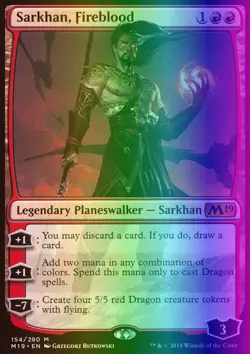 MTG Magic the Gathering Sarkhan, Fireblood (154/339) Core Set 2019 LP FOIL - Image 1