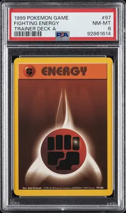 1999 POKEMON BASE SET TRAINER DECK A #97 FIGHTING ENERGY PSA 8 - Image 1