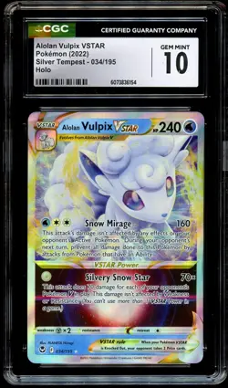 CGC 10 GEM MINT Alolan Vulpix VSTAR 034/195 HOLO RARE Pokemon Card 154 - Image 2