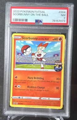 PSA 7 Scorbunny On The Ball 004/005 Fustal Football Promo Pokemon Card - Image 1