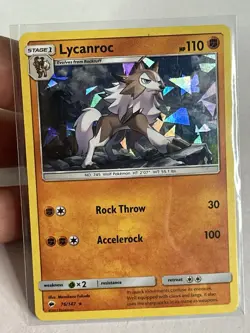 Lycanroc 76/147 Cracked Ice Holo Burning Shadows Pokemon Card - Image 1