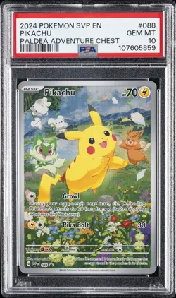 2024 POKEMON SVP EN-SV BLACK STAR PROMO PALDEA ADVENTURE CHEST PIKACHU PSA 10 - Image 1