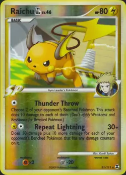 Raichu GL 31/111 Reverse Holo Rare Rising Rivals Pokemon Card LP - Image 1