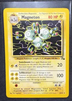 Pokemon TCG 1999 Magneton Unlimited Fossil Rare Non-Holo 26/62 - Image 1