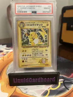 PSA 10 GEM MINT Pokemon Lt. Surge's Raichu Japanese Gym 2 #26 1999 Gym Challenge - Image 1