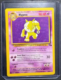 Pokemon TCG Hypno 23/62 Unlimited Fossil Set Non-Holo Rare WOTC LP Vintage - Image 1