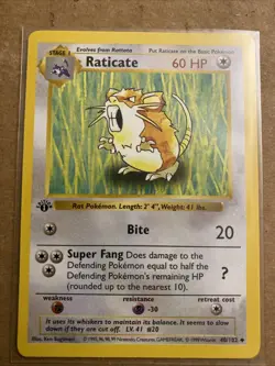 Pokemon TCG Raticate Base Set 40/102 1st Edition Never Played Near Mint - Image 1