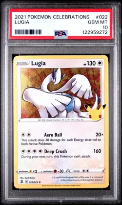 2021 POKEMON CELEBRATIONS #022 LUGIA PSA 10 - Image 1
