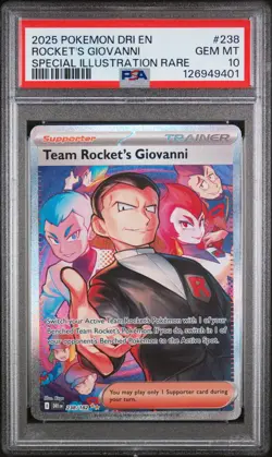2025 Pokemon DRI EN Rocket's Giovanni 238/182 Special Illustration Rare PSA 10 - Image 1