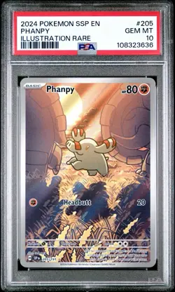 2024 POKEMON SSP EN-SURGING SPARKS #205 PHANPY ILLUSTRATION RARE PSA 10 #205 - Image 1