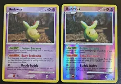 Budew Pokemon Stormfront x2 1 Reverse Holo 1 Regular 33/100 2008 LP - Image 1