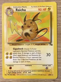 Printer Hickey Raichu Pokemon Error Card Rare WOTC 1999 Fossil NM - Image 1