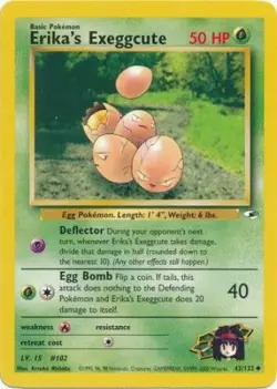 Pokemon Card - Gym Heroes 43/132 - ERIKA'S EXEGGCUTE (uncommon) - NM - Image 1