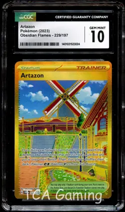 CGC 10 GEM MINT Artazon 229/197 SECRET RARE Obsidian Flames Pokemon Card 024 - Image 1
