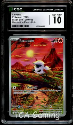 CGC 10 GEM MINT Larvesta 099/086 ILLUSTRATION RARE HOLO Pokemon Card 062 - Image 1
