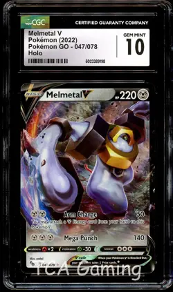 CGC 10 GEM MINT Melmetal V 047/078 HOLO RARE Go! Pokemon Card 198 - Image 1
